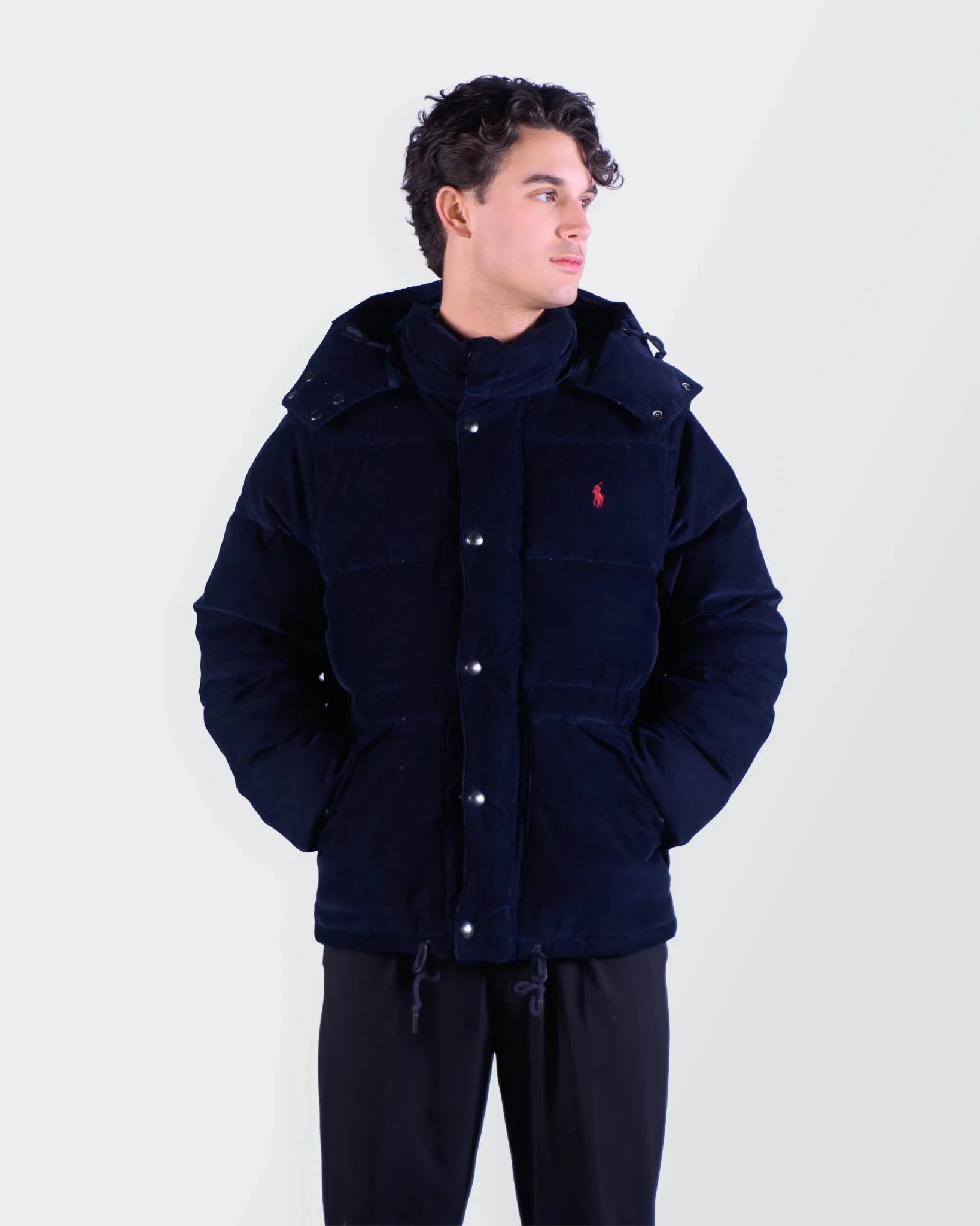 Ralph Lauren Navy Corduroy Down Jacket - L