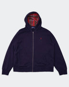 Ralph Lauren Navy Cotton Full - Zip Hoodie - XXL