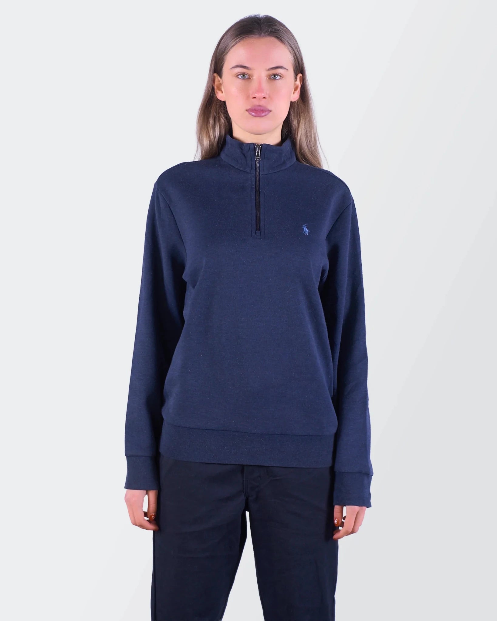 Ralph Lauren Navy Cotton Quarter - zip Sweater - M