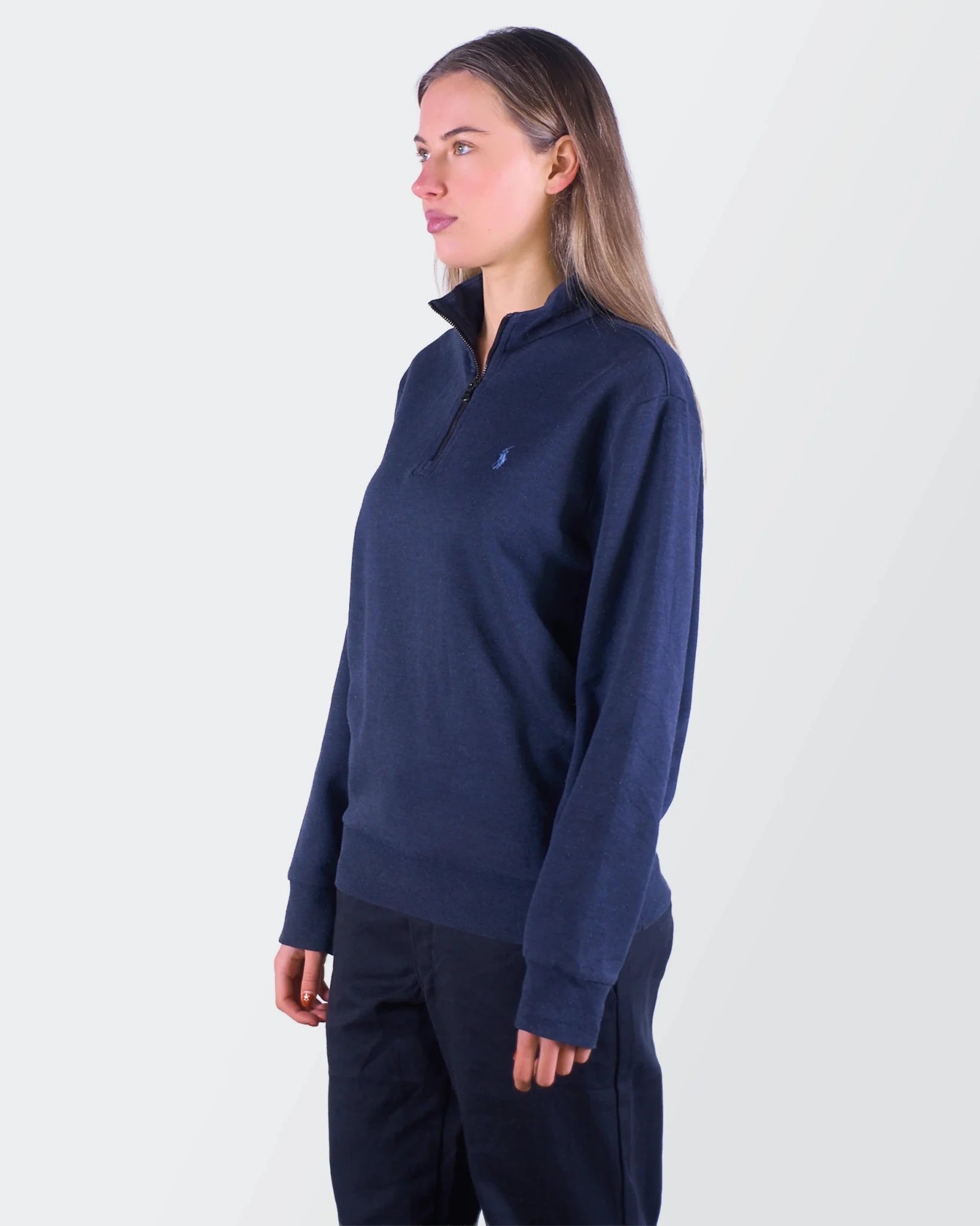 Ralph Lauren Navy Cotton Quarter - zip Sweater - M