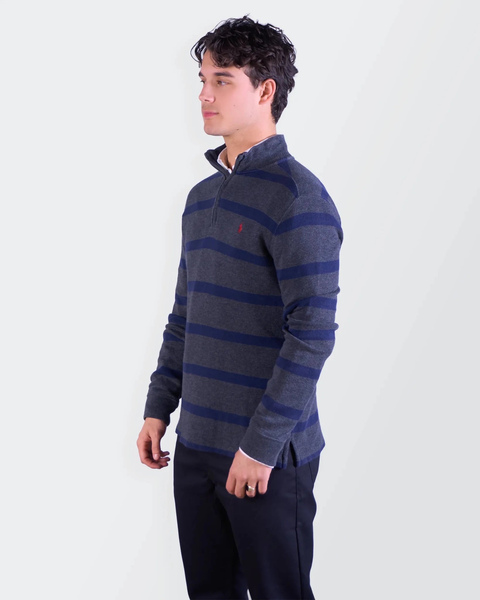 Ralph Lauren Navy Cotton Quarter - zip Sweater - S