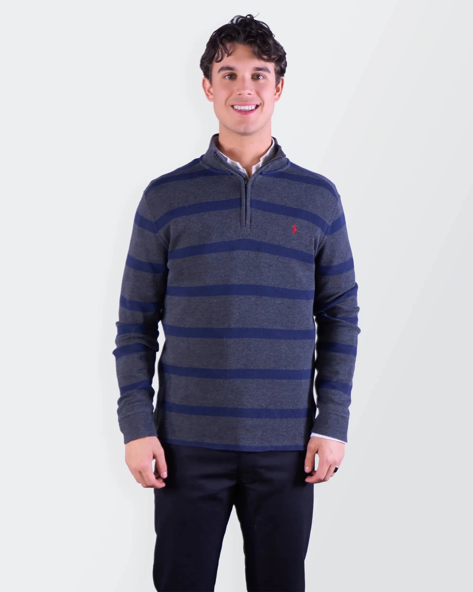 Ralph Lauren Navy Cotton Quarter - zip Sweater - S