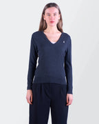Ralph Lauren Navy Cotton V - neck Sweater - S