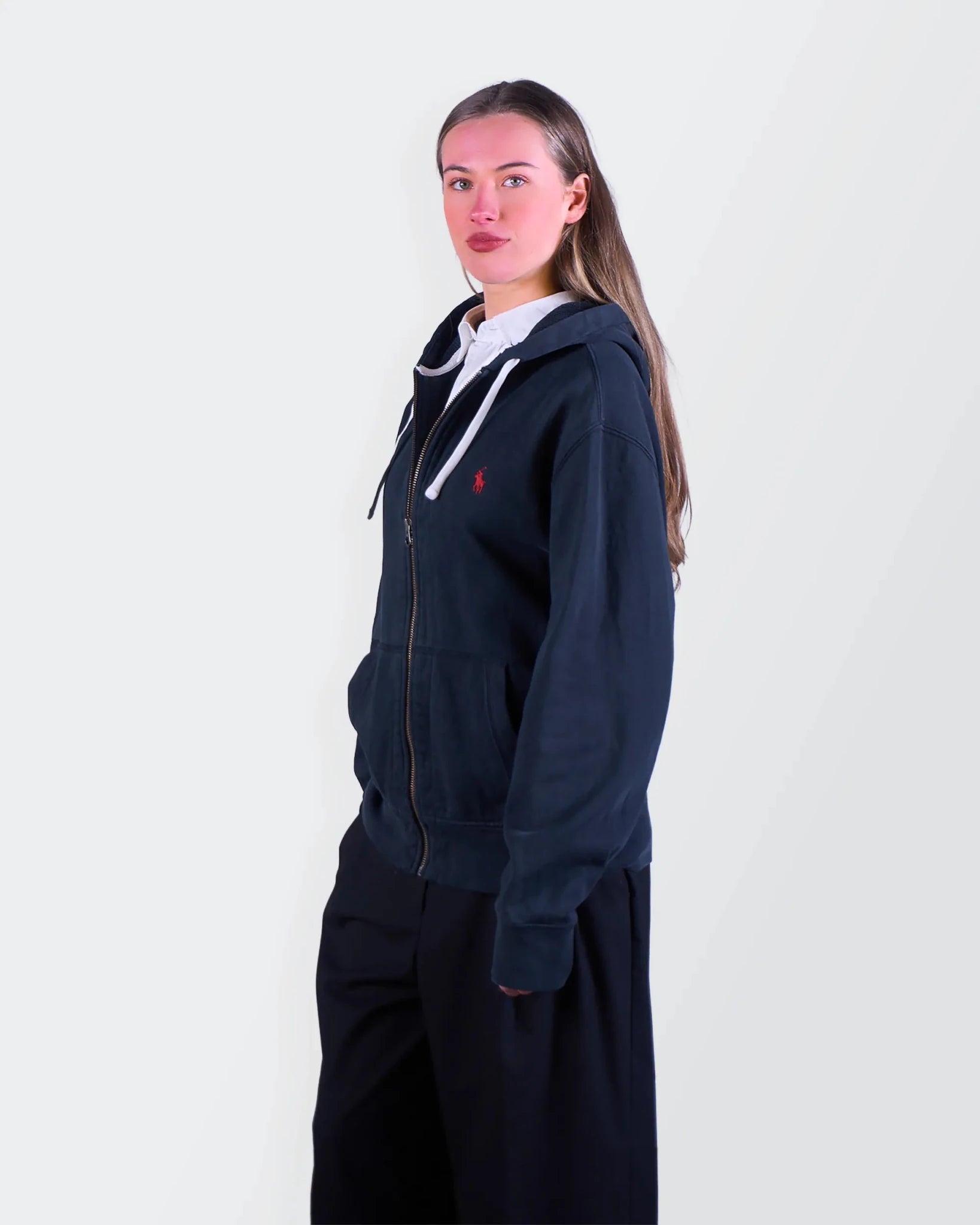 Ralph Lauren Navy Full - Zip Hoodie - L