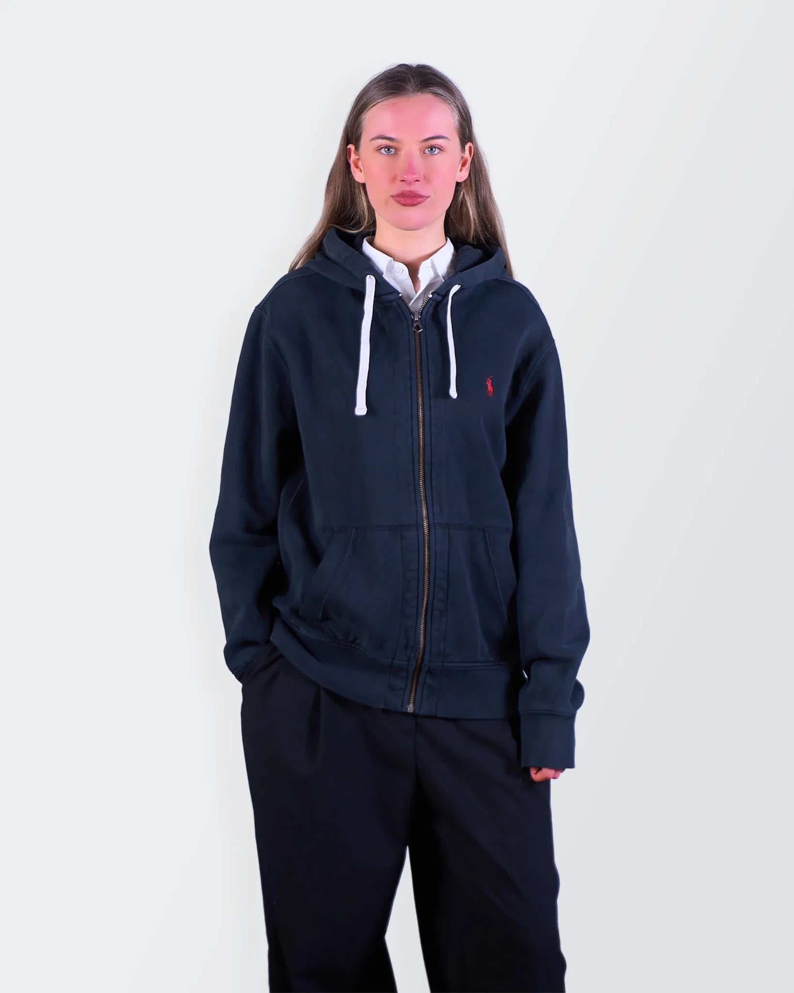 Ralph Lauren Navy Full - Zip Hoodie - L