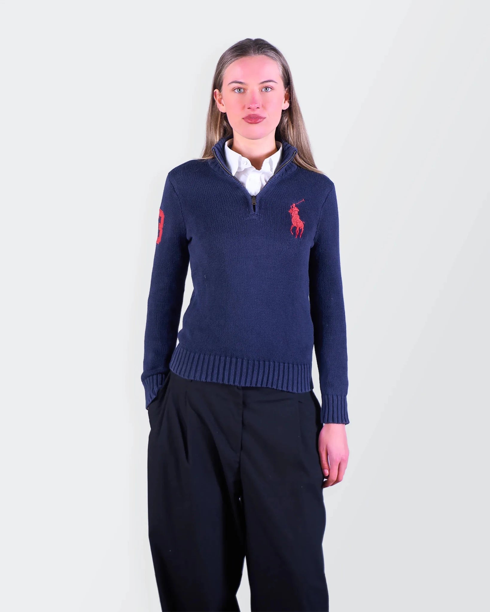 Ralph Lauren Navy Quarter - zip Sweater - S