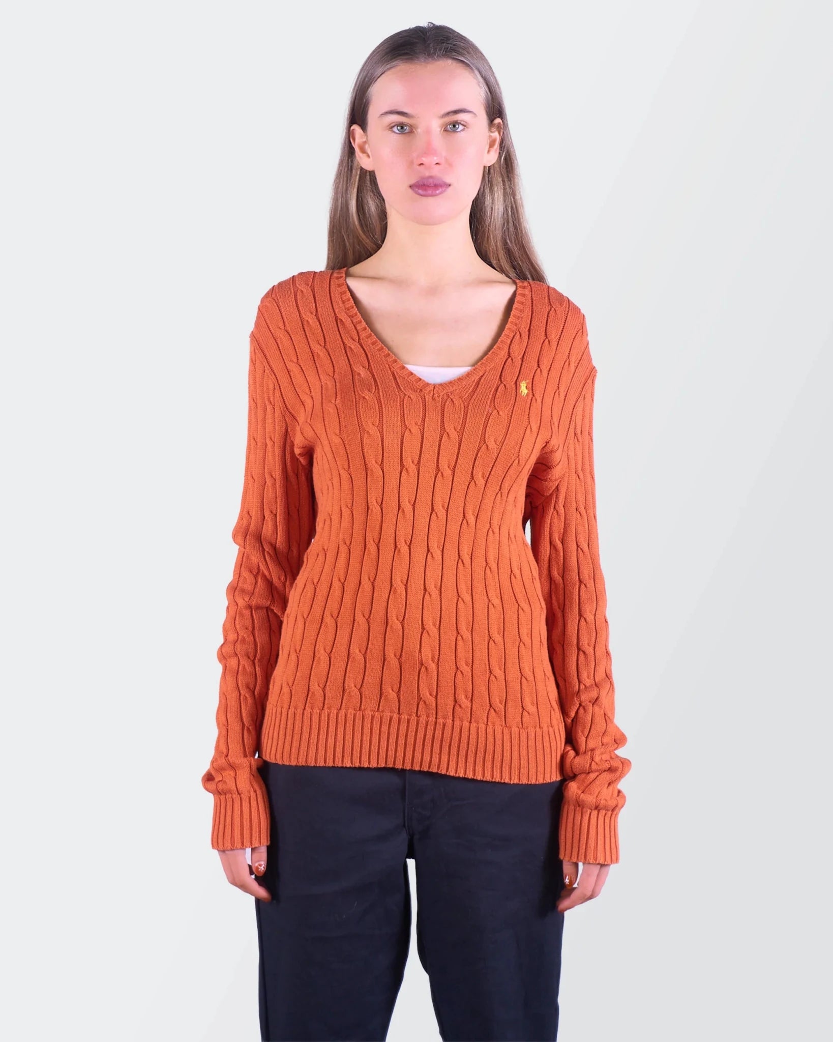 Ralph Lauren Orange Cable Knit L