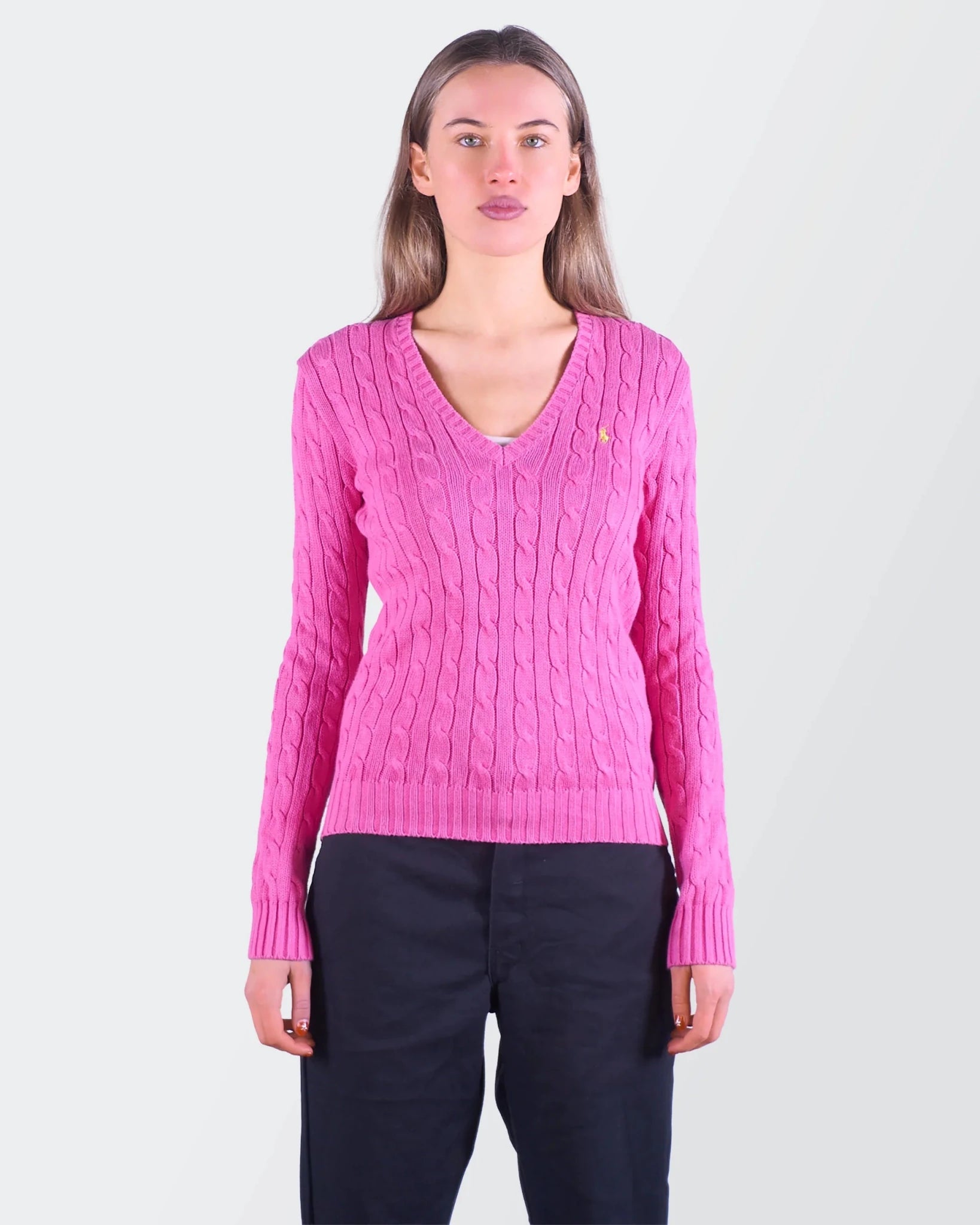 Ralph Lauren Pink Cable Knit S Cotton