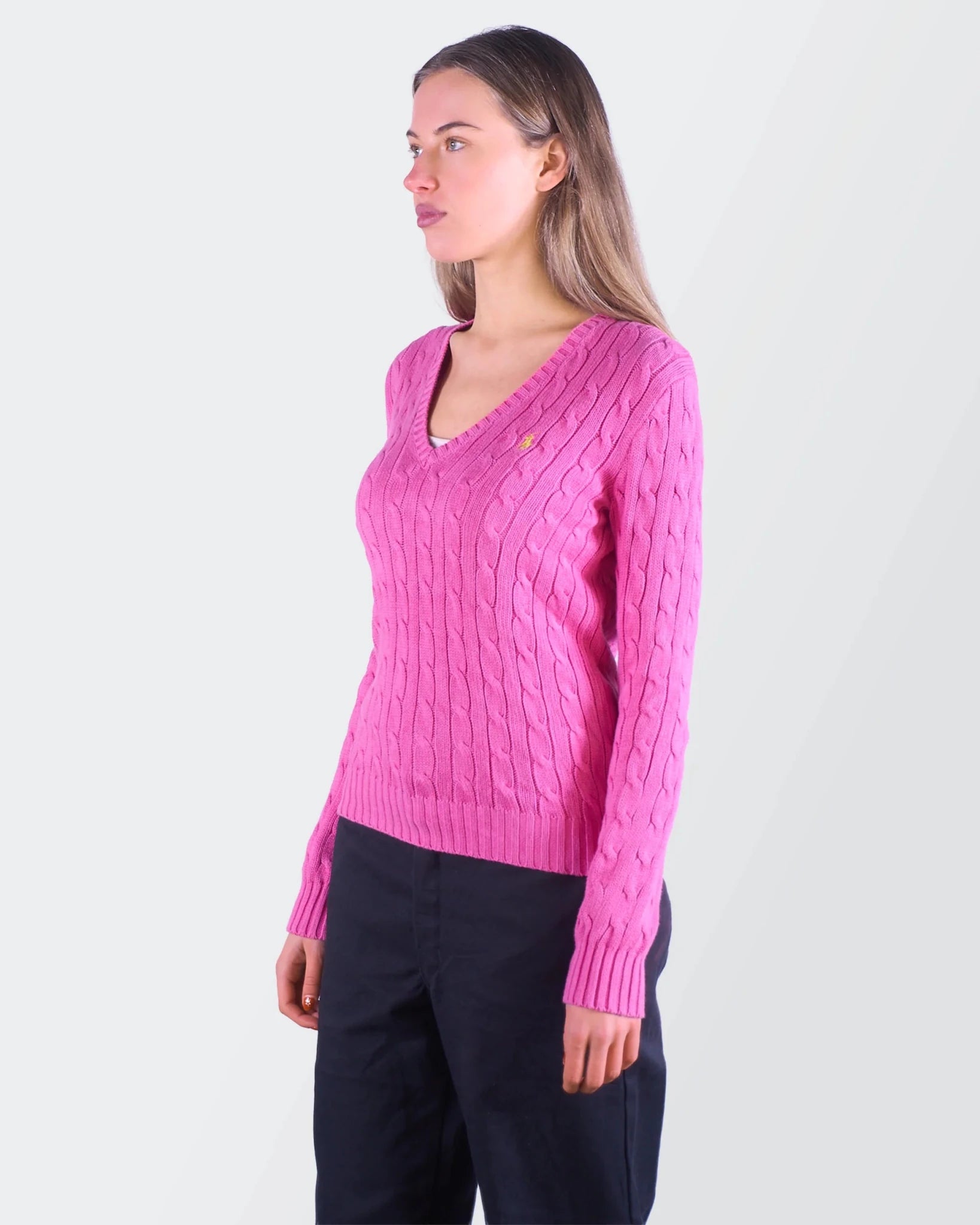 Ralph Lauren Pink Cable Knit S Cotton