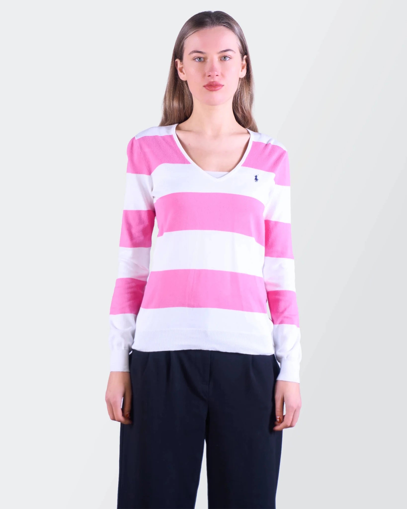 Ralph Lauren Pink Cotton V - neck Sweater - S
