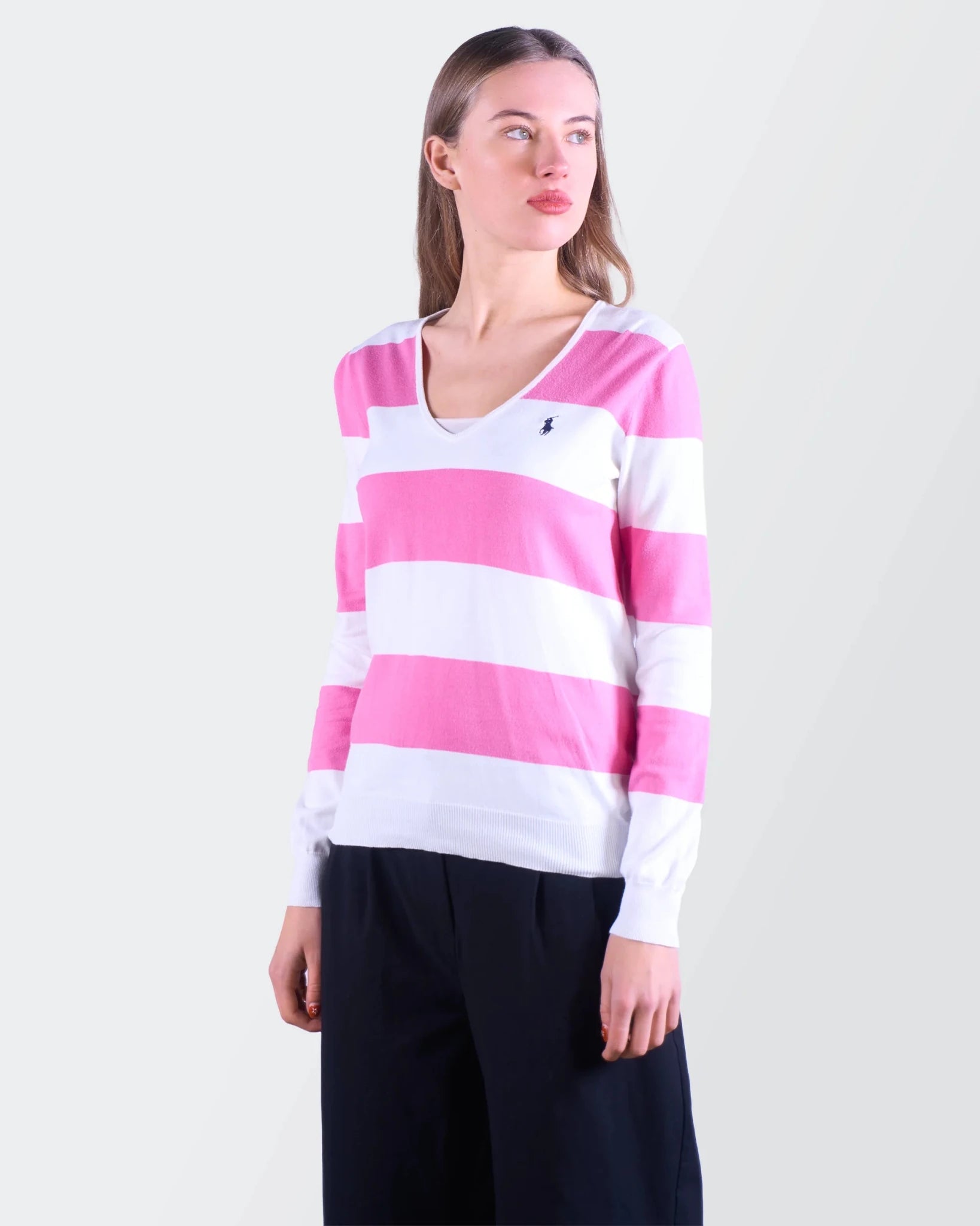 Ralph Lauren Pink Cotton V - neck Sweater - S
