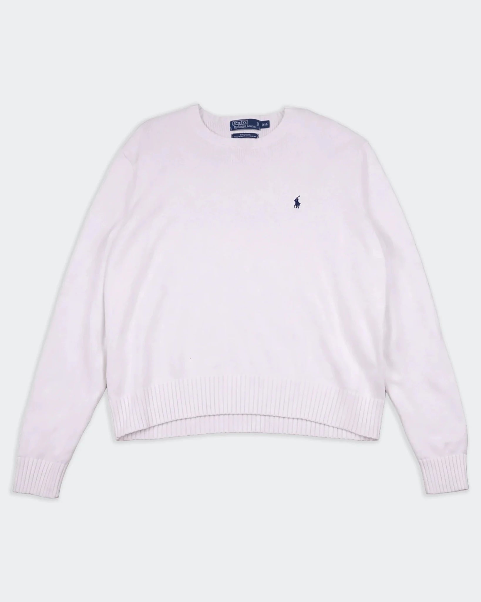 Ralph Lauren White Cotton Crewneck Sweater - XXL