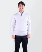 Ralph Lauren White Cotton Quarter - zip Sweater - M