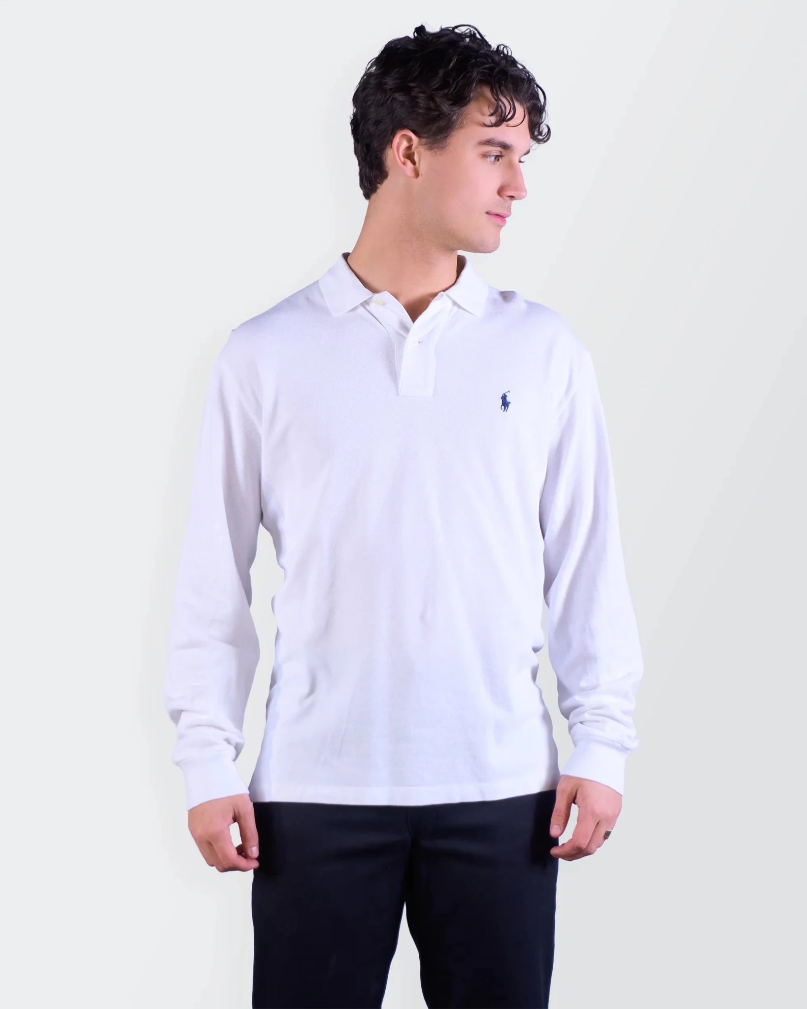 Ralph Lauren White Long Sleeve Polo Shirt M