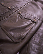 Rare Vintage Burberry 1990's Green Leather Bomber Jacket - M