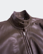 Rare Vintage Burberry 1990's Green Leather Bomber Jacket - M