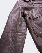 Rare Vintage Burberry 1990's Green Leather Bomber Jacket - M