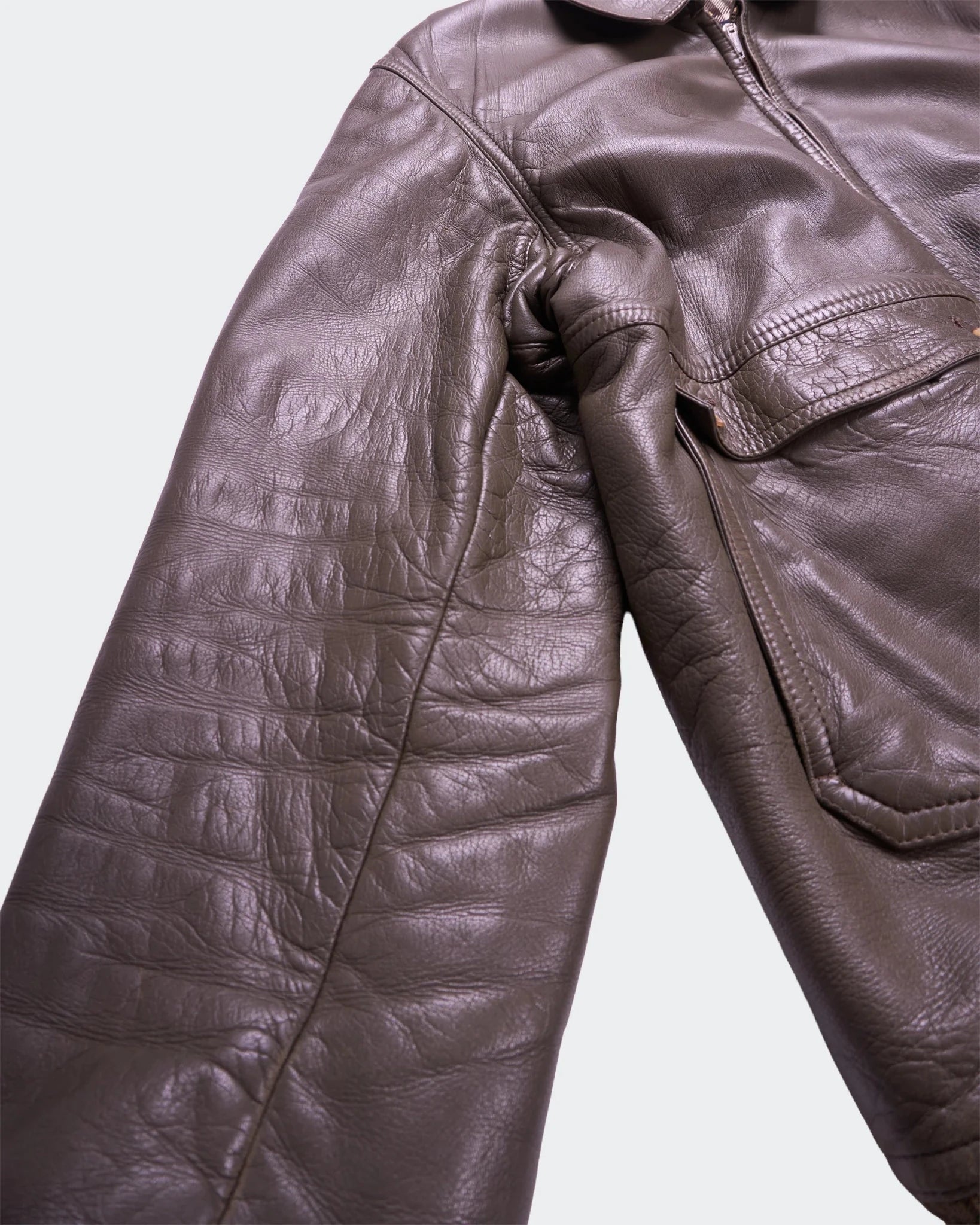 Rare Vintage Burberry 1990's Green Leather Bomber Jacket - M