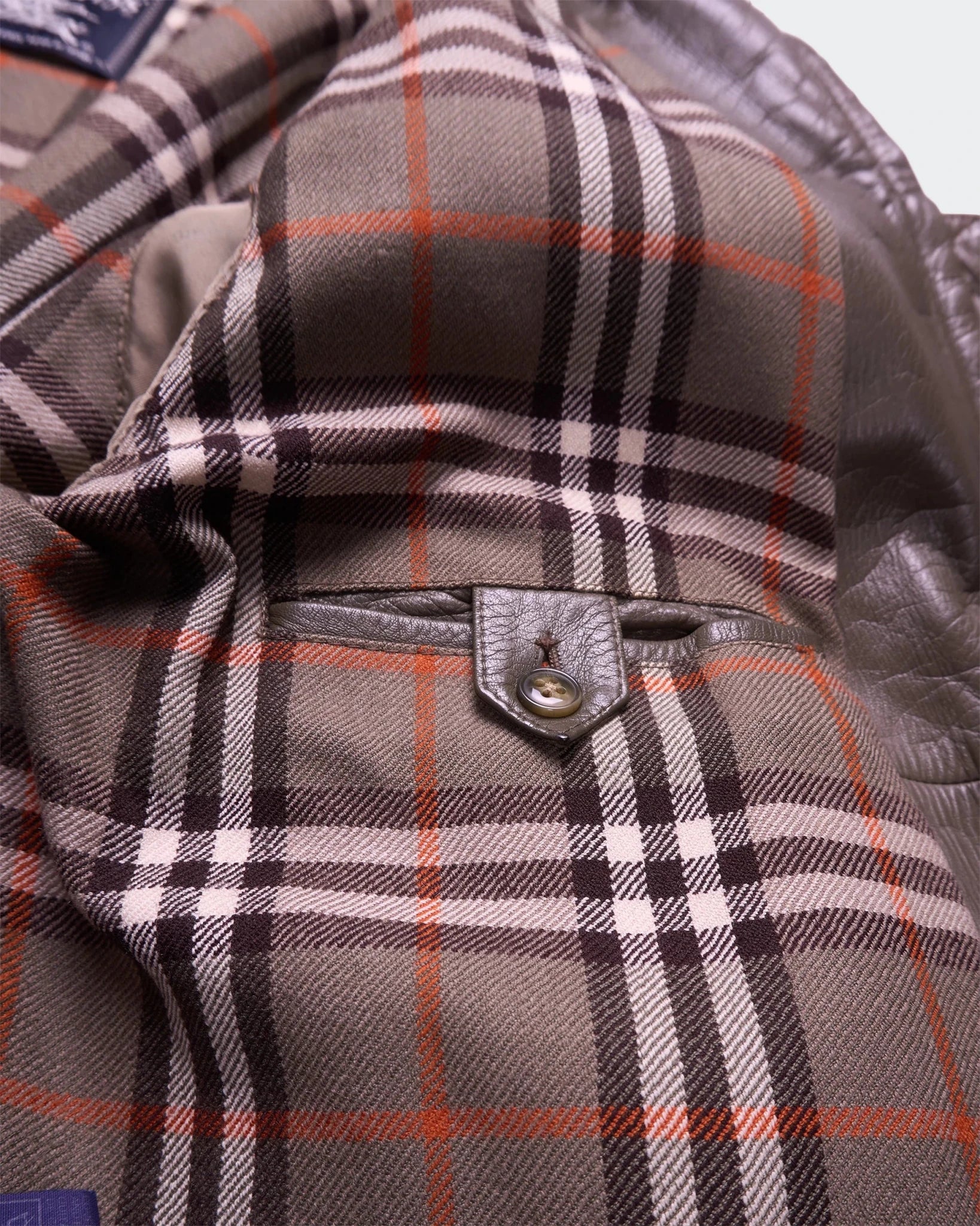 Rare Vintage Burberry 1990's Green Leather Bomber Jacket - M