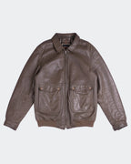 Rare Vintage Burberry 1990's Green Leather Bomber Jacket - M