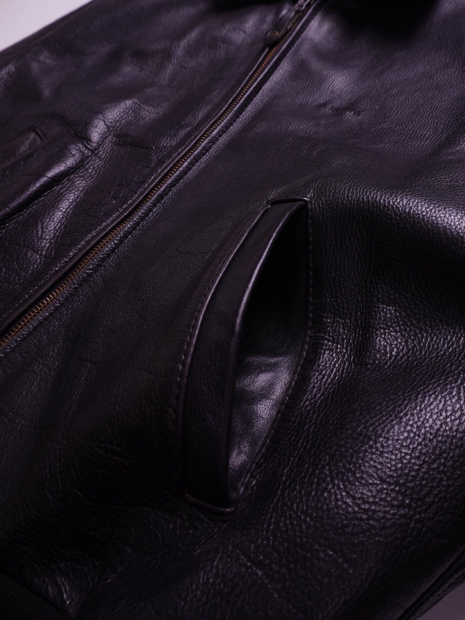 Redskins Black Leather Bomber Jacket - XL