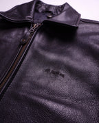 Redskins Black Leather Bomber Jacket - XL