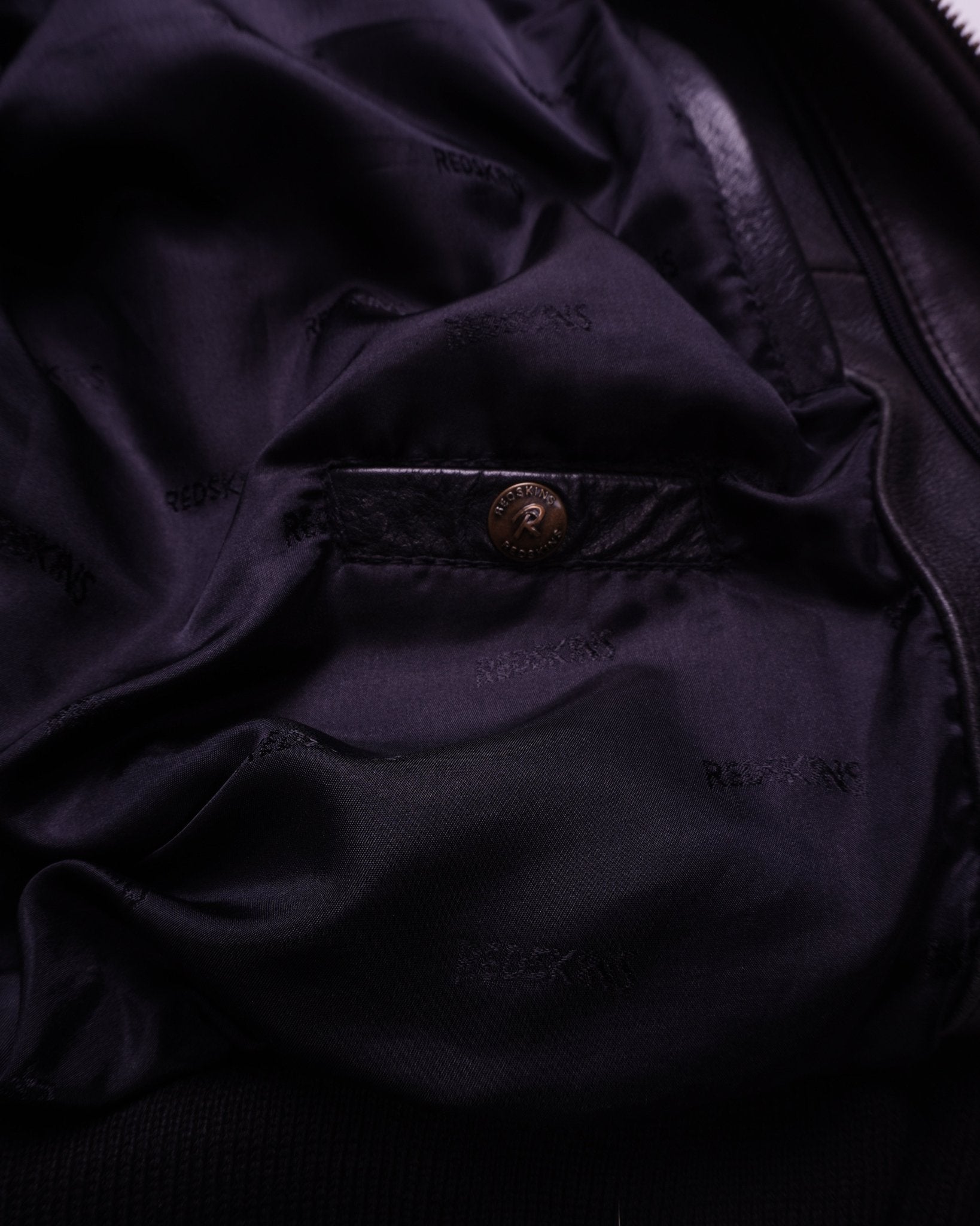 Redskins Black Leather Bomber Jacket - XL
