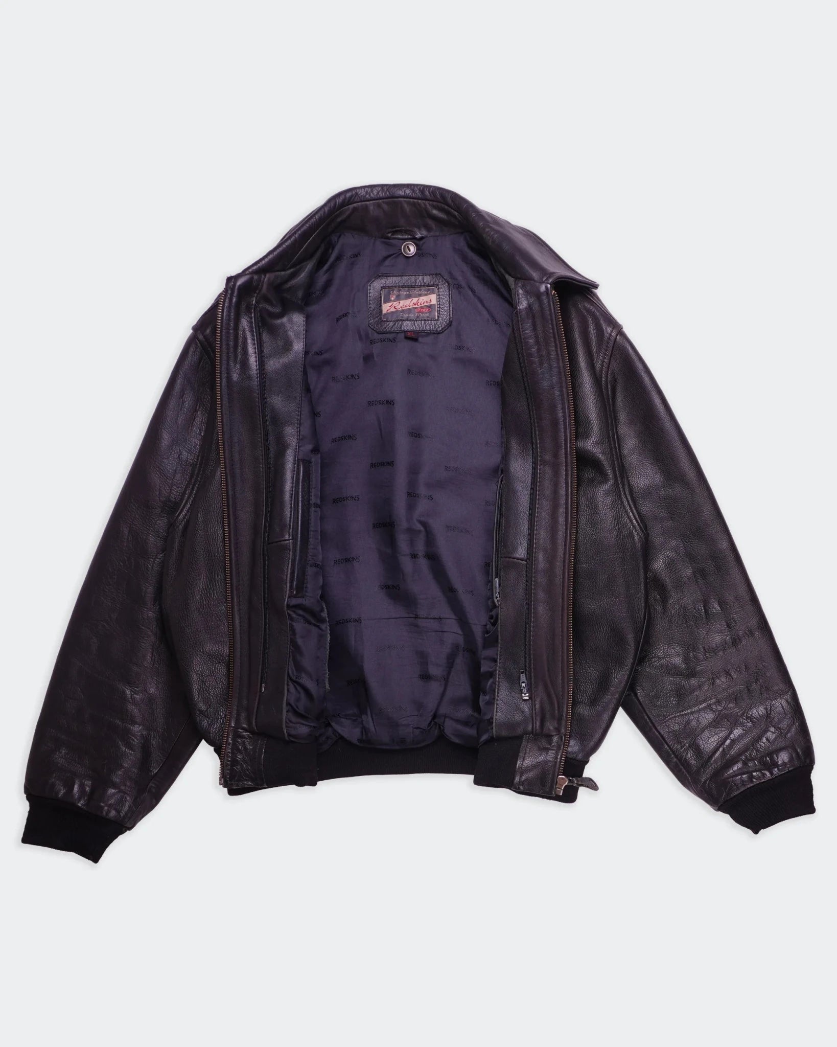 Redskins Black Leather Bomber Jacket - XL
