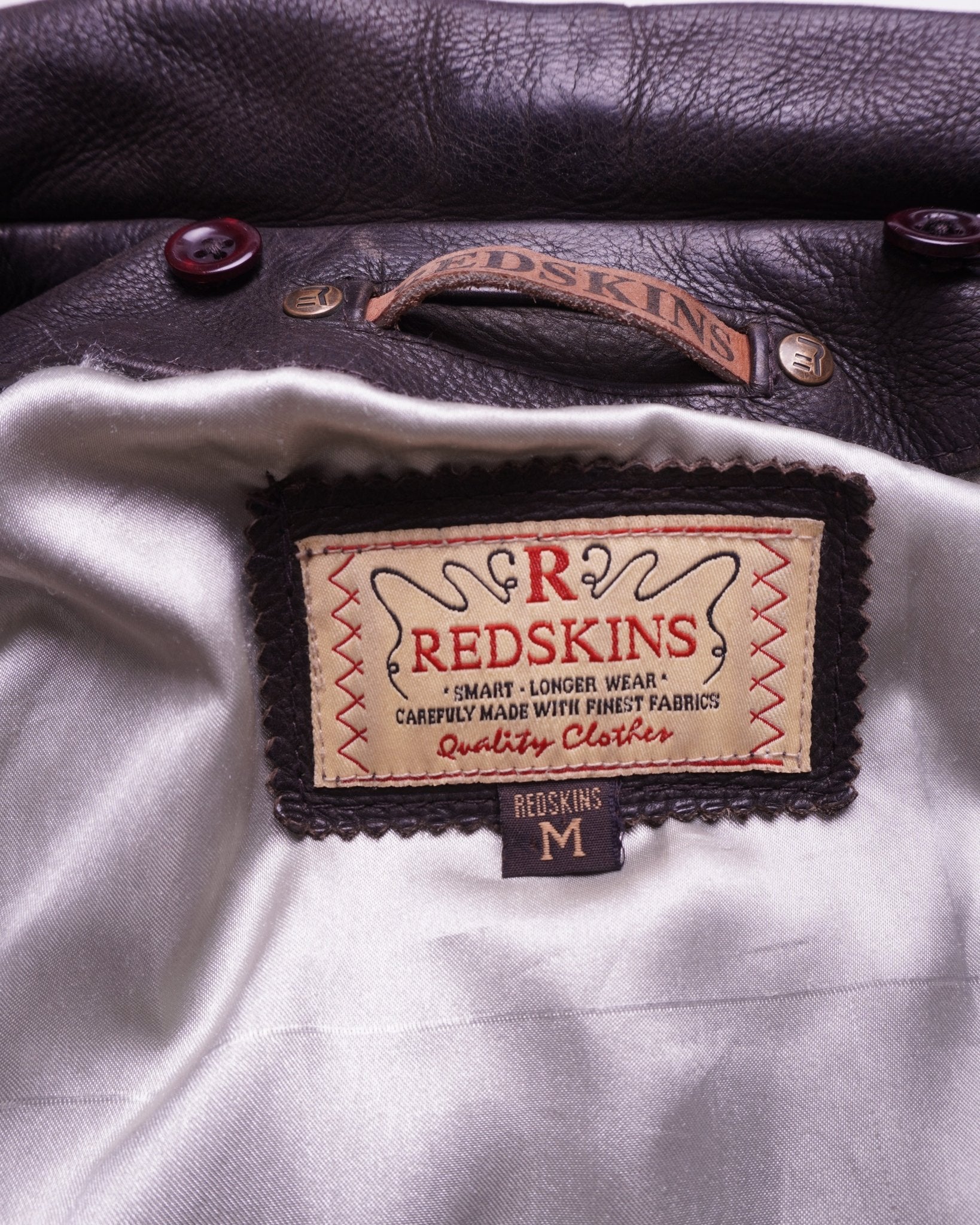 Redskins Brown Leather Bomber Jacket - M