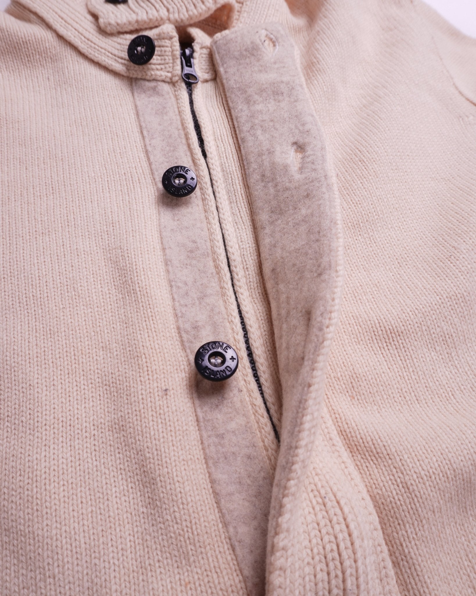Stone Island Beige Wool Zip Cardigan - XL