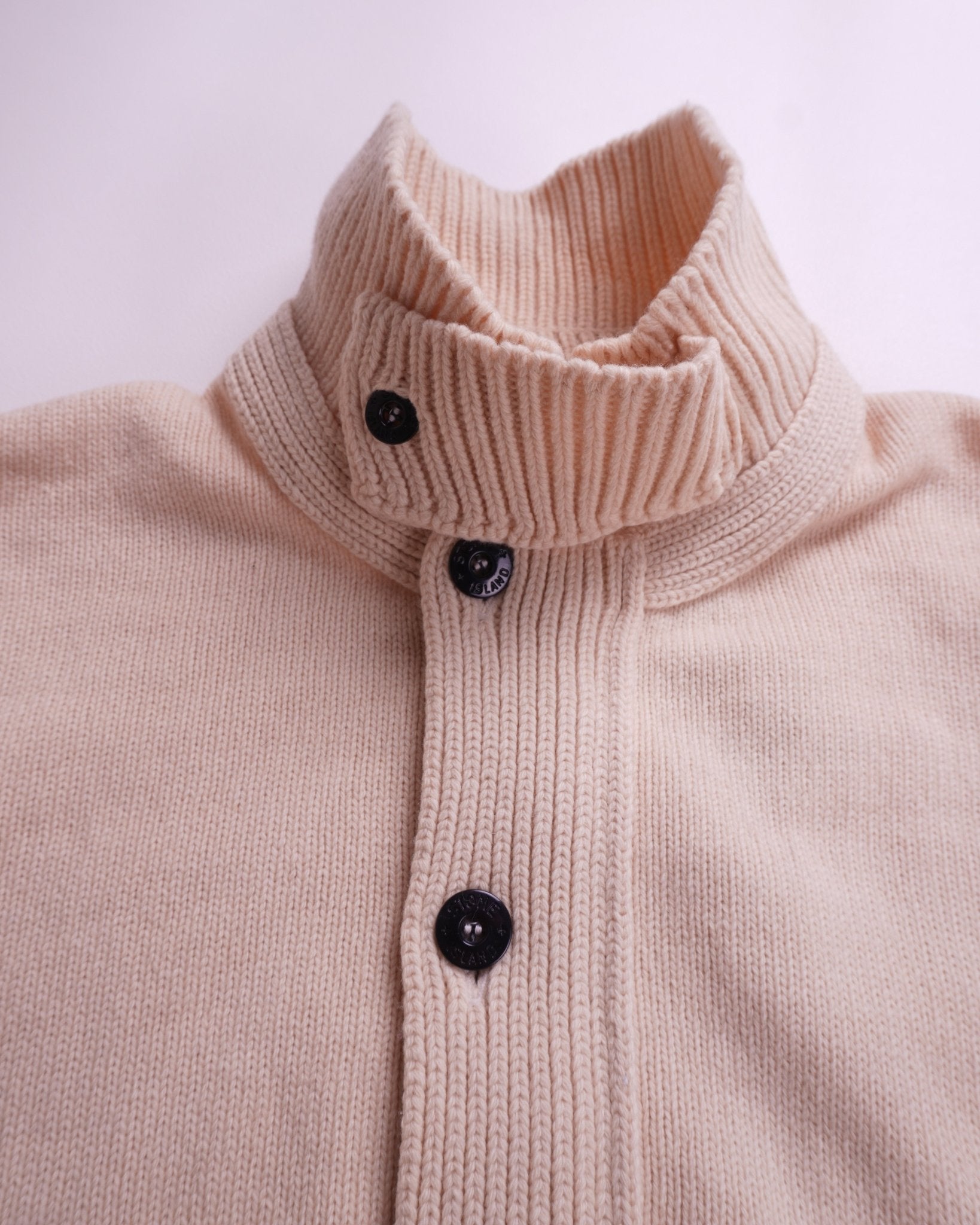 Stone Island Beige Wool Zip Cardigan - XL