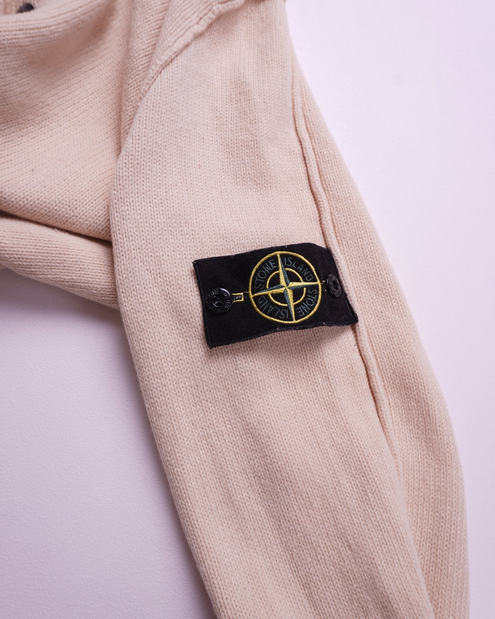 Stone Island Beige Wool Zip Cardigan - XL