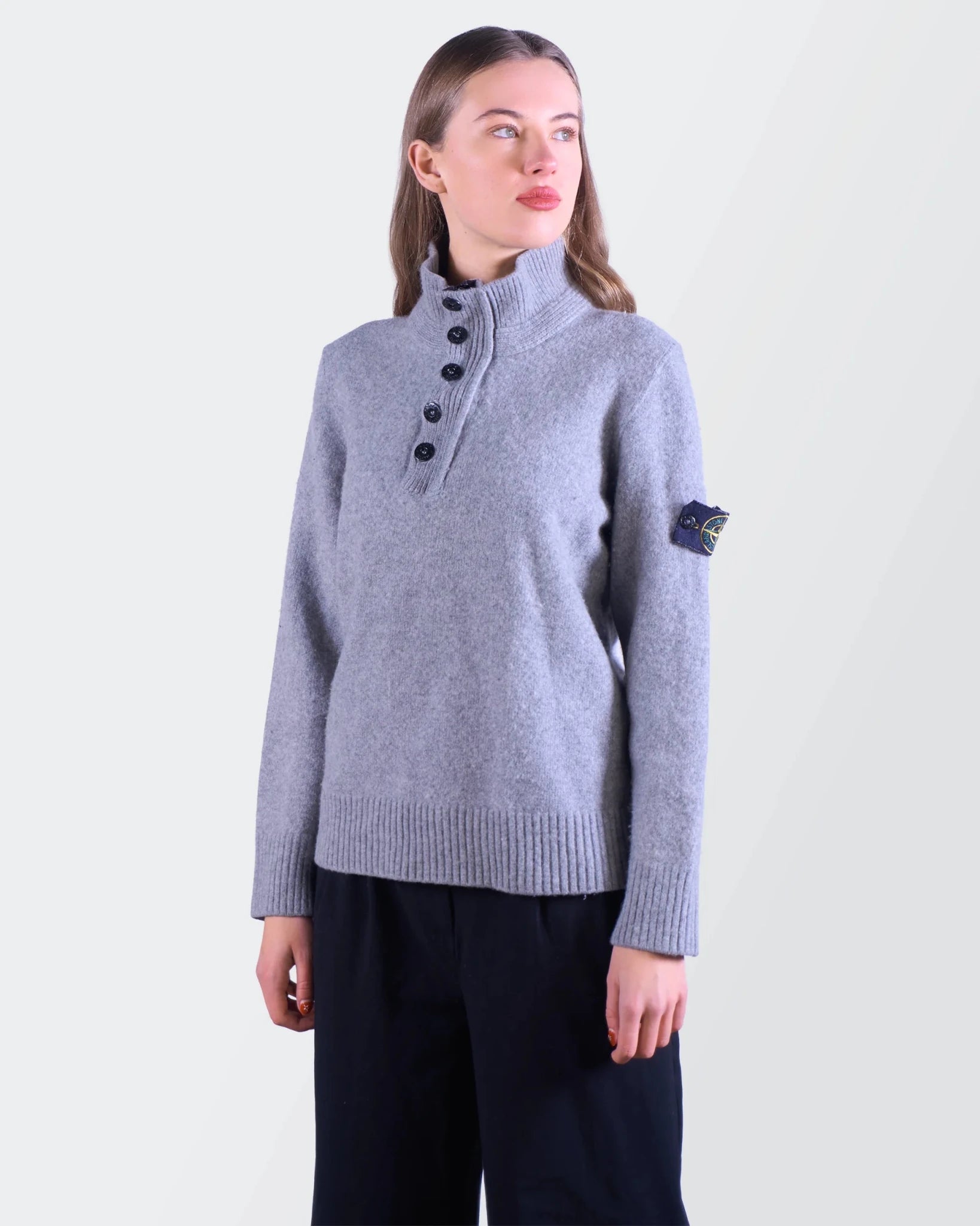 Stone Island Grey Wool Crewneck Sweater - S