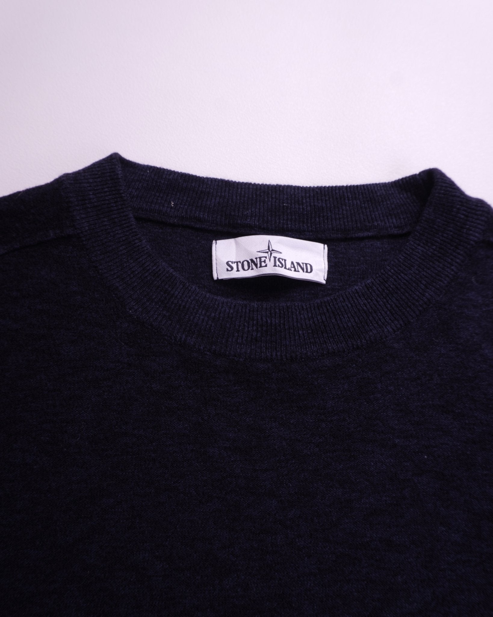 Stone Island Navy Cotton Crewneck Sweater - L