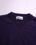 Stone Island Navy Wool V - neck Sweater - S