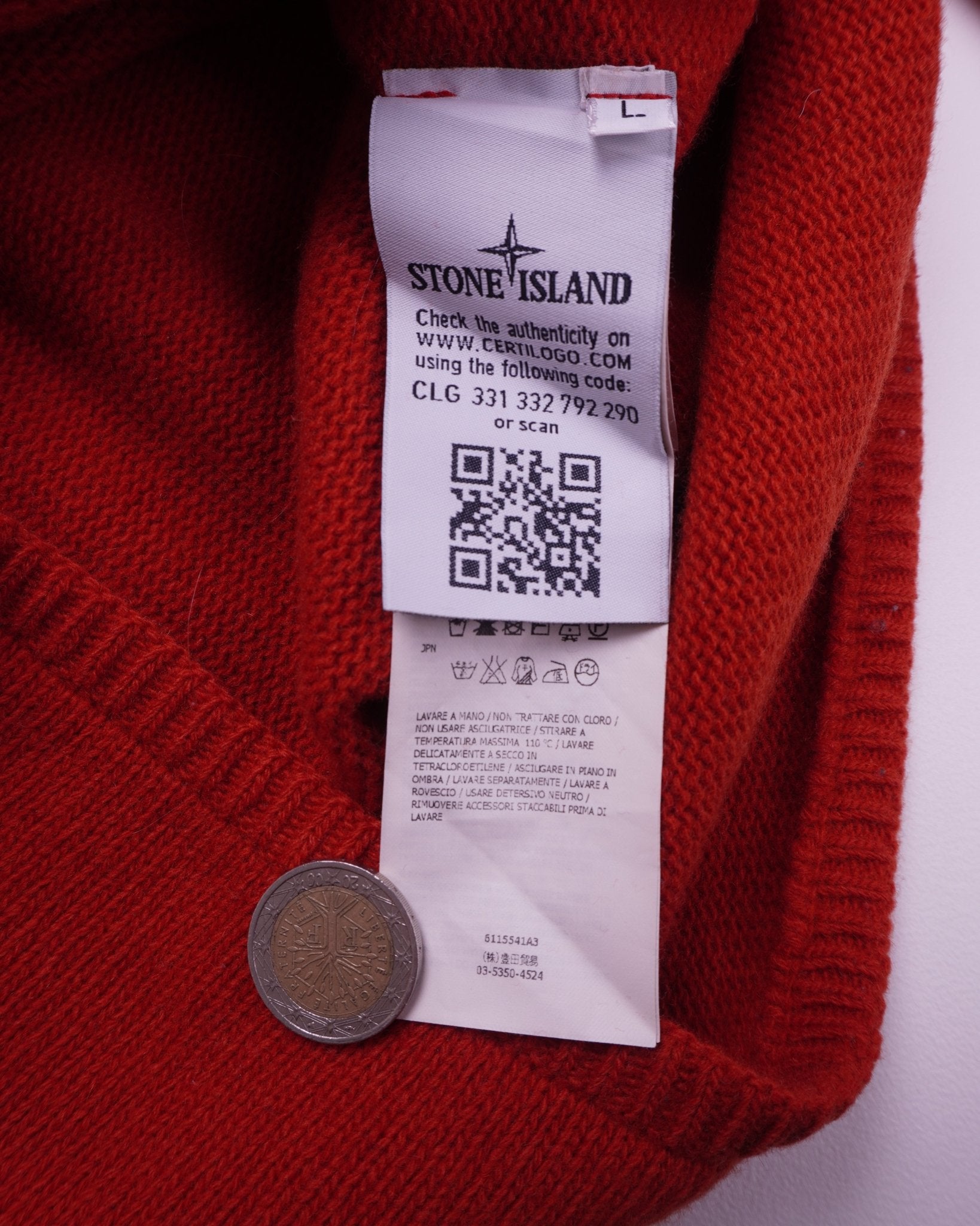Stone Island Orange Crewneck Sweater - L