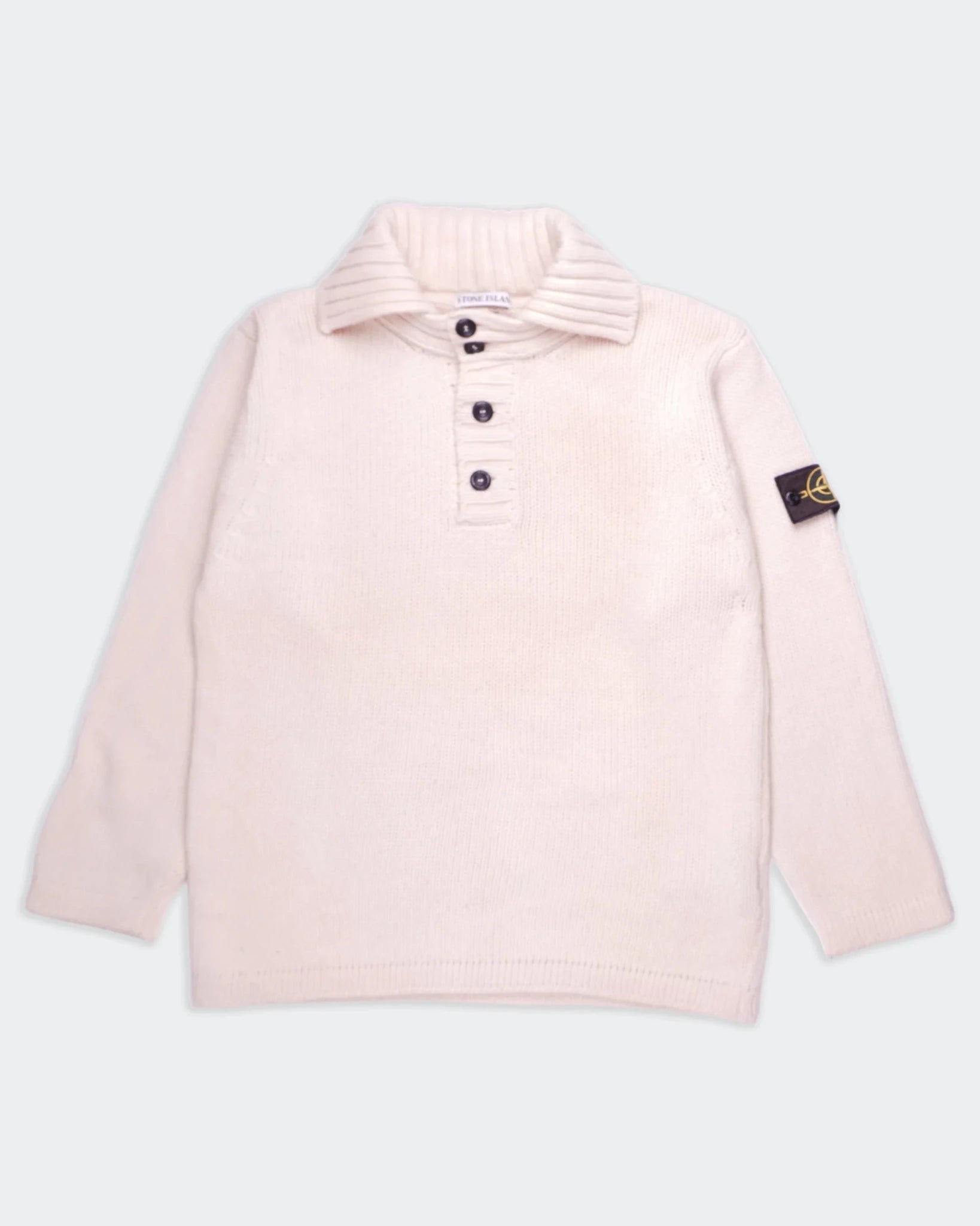Stone Island White Knit Polo Shirt - L