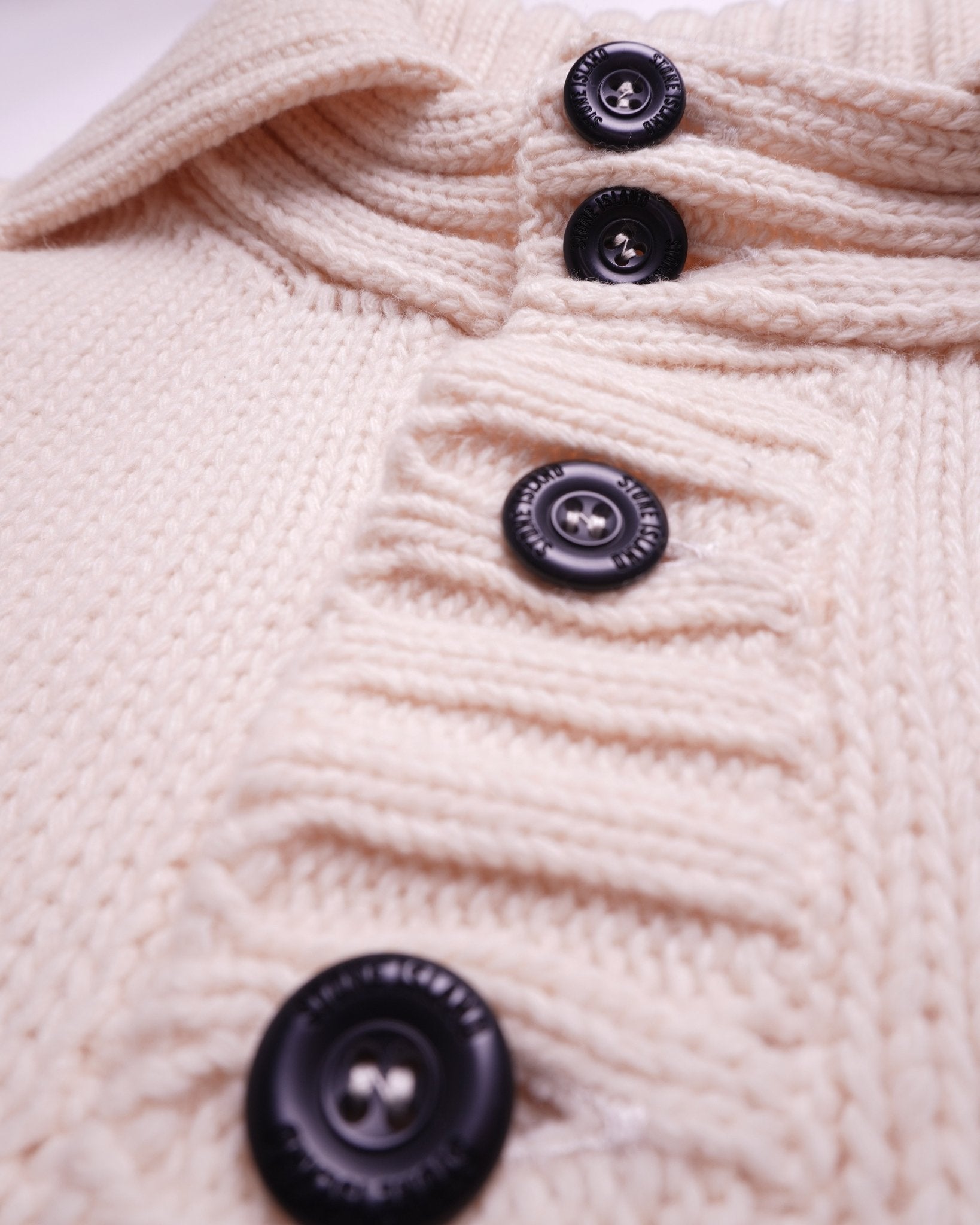 Stone Island White Knit Polo Shirt - L