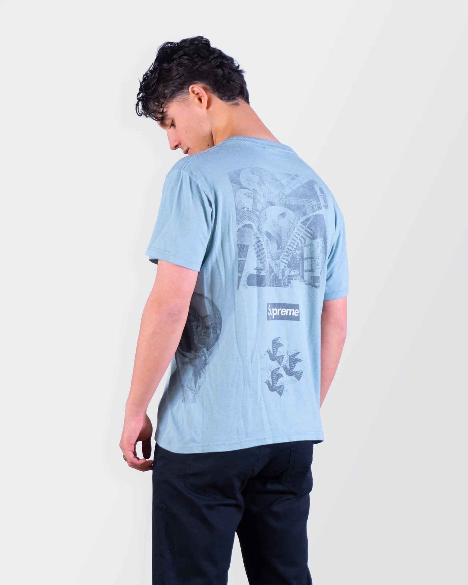 Supreme Blue Cotton Graphic T-shirt - S