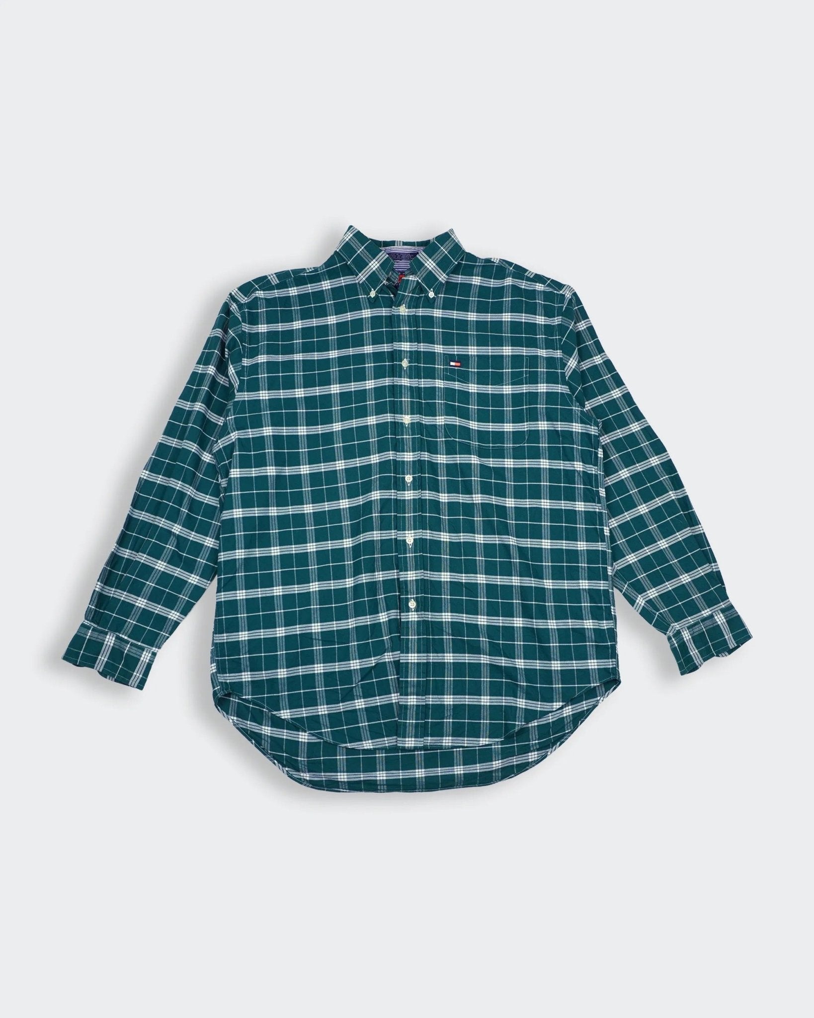 Tommy Hilfiger Green Button - Up Shirt L Cotton