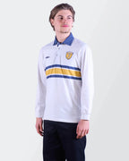 Umbro White Long - sleeve Rugby Polo Shirt S
