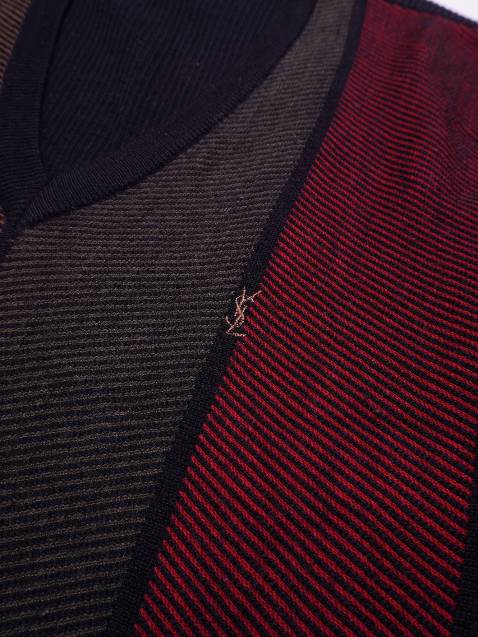 Yves Saint Laurent Black Cotton V - neck Sweater - S