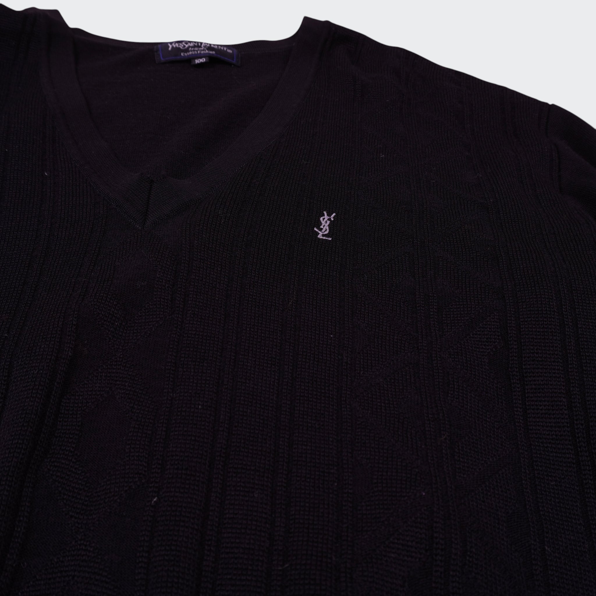Yves Saint Laurent Black V - neck Sweater - M